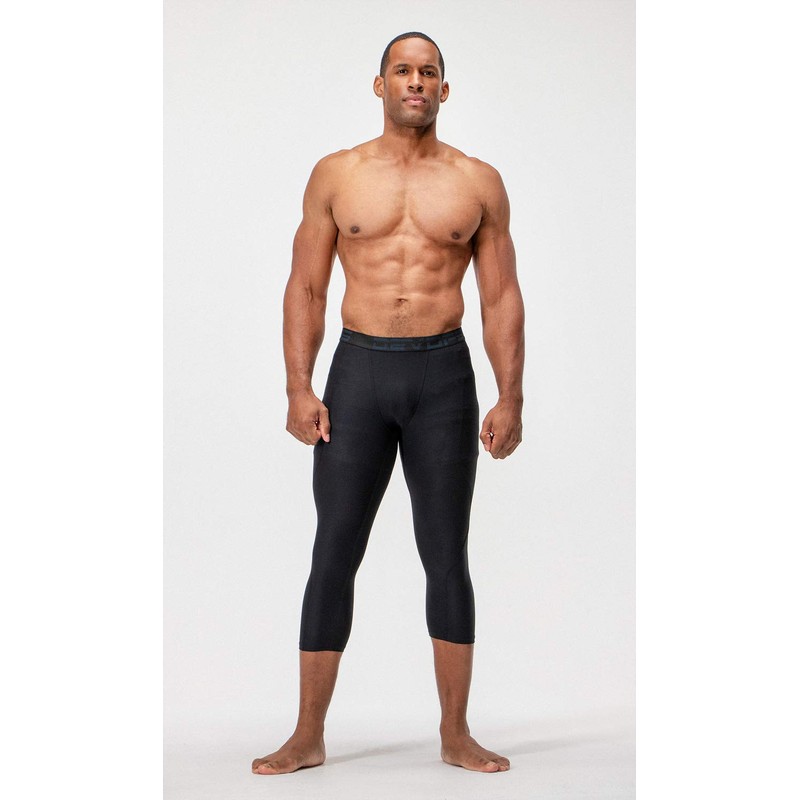 DEVOPS 2 Pack Men's 3/4 Compression Pants Athletic Leggings (Large,