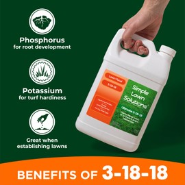 Ultimate 3-18-18 Lawn Food Liquid Fertilizer- Easy to Use Concentrated Spray- Any Grass Type- Summer & Fall - Simple Lawn Solutions- Turf Hardiness & Root Vigor- Phosphorus and Potassium (1 Gallon)