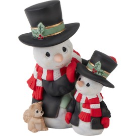 Precious Moments Annual Snowman Christmas Figurine | You Bring Warmth to The Season Annual Snowman Bisque Porcelain Figurine | Christmas Decor & Gifts