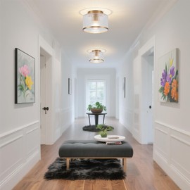 MAYNA 3-Light Retro Farmhouse Flush Mount Round Vintage Metal and Wood Ceiling Light Fixtures, Rustic Ceiling Lamp for Kitchen, Hallway, Entryway, Bedroom, Dining Room