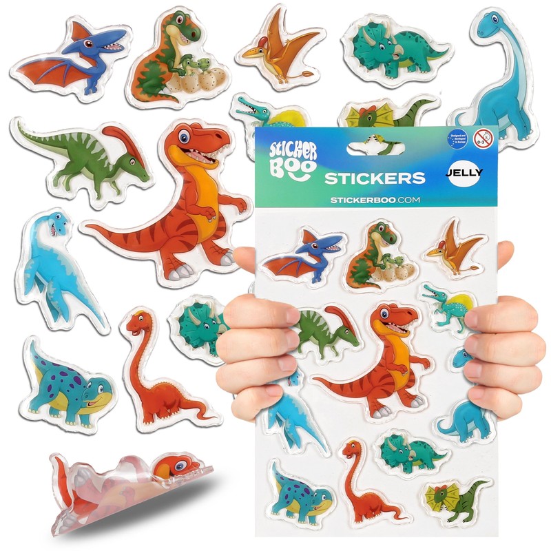 Dinosaur Gel Sticker Set, 3D Stickers for Children, Dinosaur, 12