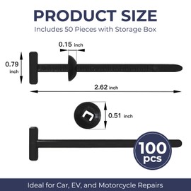 100Pcs Cable Tie Buckle, Nylon Universal Cable Tie Buckle for Car, Heavy Duty Zip Tie Self-Locking Zip Ties with Pin & Button, UV-Resistant Fasteners for Auto Repair (100pcs Black)