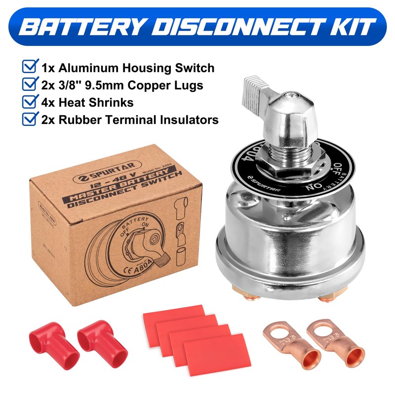 Spurtar Battery Disconnect Switch 12V 24V 48V Heavy Duty Battery