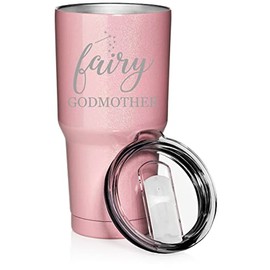30 oz Tumbler Stainless Steel Vacuum Insulated Travel Mug Cup Fairy Godmother (Pink Glitter)