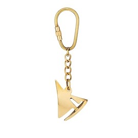 NKlaus Brass Sailboat Keyring - 9 x 3 cm Maritime Decoration, Retro Style 16023, gold, M