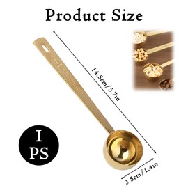 1Pcs Measuring Spoon, Gold Stainless Steel Measuring Scoop for Coffee, Tea, Collagen Supplements, 15ml Capacity, 304 Stainless Steel, Precise Measuring Spoon for Kitchen Use