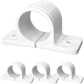 Kouei Kasei KFBS01-1400 Resin Saddle Band, 1.3 inches (32 mm), Pipe Fixing Bracket, Rector, Joints, PVC Piping, White, 4 Pieces