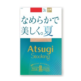 Atsugi FP12153P Women's Stockings, Smooth and Beautiful, Summer <3 Pairs> Non-Run Mesh Panty Nude Toe, Skinny Beige