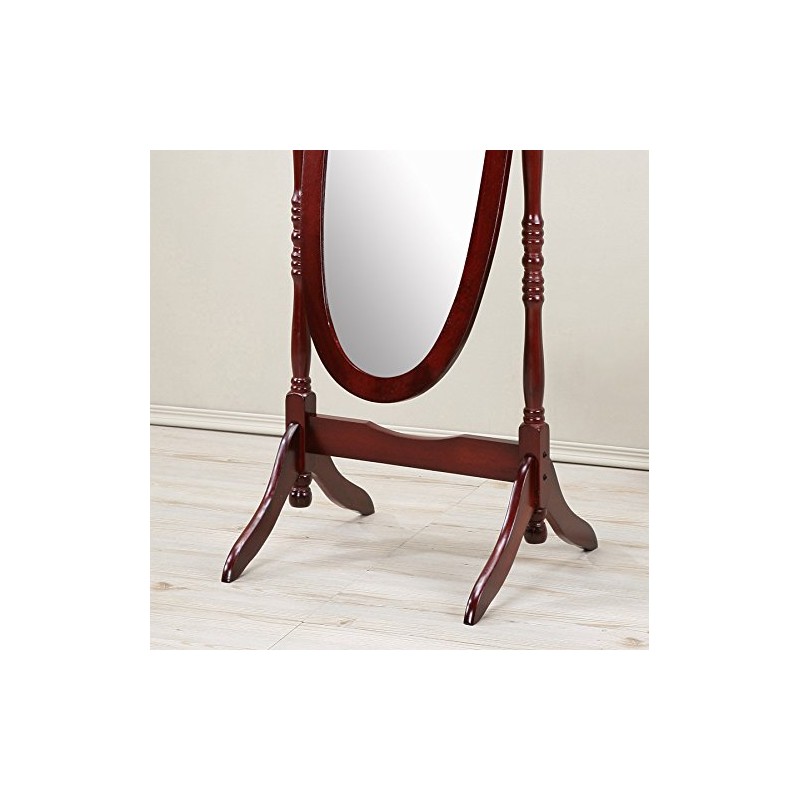 Roundhill Furniture Traditional Queen Anna Style Wood Floor Cheval Mirror,