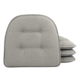 Klear Vu Omega Non-Slip Universal Chair Cushions for Dining Room, Kitchen and Office Use, U-Shaped Skid-Proof Seat Pad, 15x16 Inches 4 Pack Slub Gray 4 Count