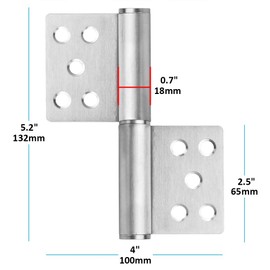 OTTFF 2 Pack 5-1/2" x 4" Lift Off Hinge, Stainless Steel 304 Detachable Flag Door Hinge