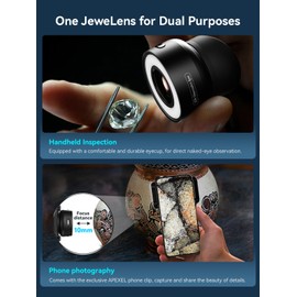 APEXEL 120X Jewelry Magnifier - Professional Smartphone Jeweler's Loupe for Antique, Jewelry, and Luxury Goods Observation & Photography