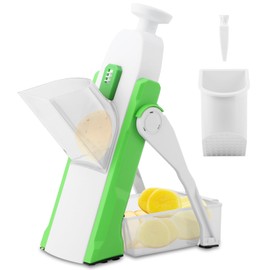 Safe Mandoline Slicer for Kitchen, Multifunctional Vegetable Salad Chopper, Potato Cucumber Slicer, Thickness Adjustable Veggie Food Chopper with Container for Kitchen Meal Prep(COLOR:Green)
