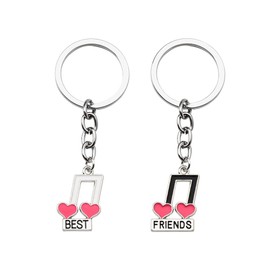 Matching Friendship Keychains for 2 Best Friend Birthday Christmas Gifts for Women Men Besties Music Gifts for Music Lovers Friends Graduation Gifts Ideas Musical Note Keychain Gift for 2 Boys Girls