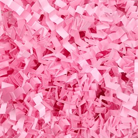 1 LB Crinkle Cut Paper Shred Filler, Pink Crinkle Shredded Paper for Gift Wrapping Basket Filling, Grass Cushion Stuffing for Birthday Wedding Christmas Thanksgiving Decorative Box Wrapping Supplies