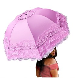 WENDIN Vintage Foldable Lace Parasol Gothic Umbrella rain Anti-uv Protection lace parasol sunblock umbrella dome Photo Props girls parasol umbrella women lace umbrella (Manual Pink)