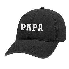 Men's Papa Father's Day Custom Embroidered Twill Buckle Back Adjustable Hat, Black