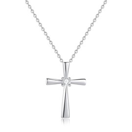 GAVU 925 Sterling Silver Necklace Women's Dainty Cross Necklace, Small Cross Necklace for Women