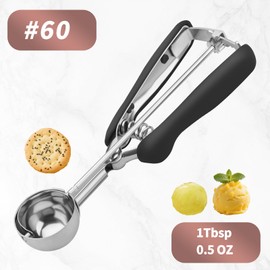 Small Cookie Scoop 1 Tablespoon, Size #60 Cookie Dough Scoop, Stainless Steel Ice Cream Scooper with Trigger Release, for Baking Small Cookies, Meatballs, Melon Balls