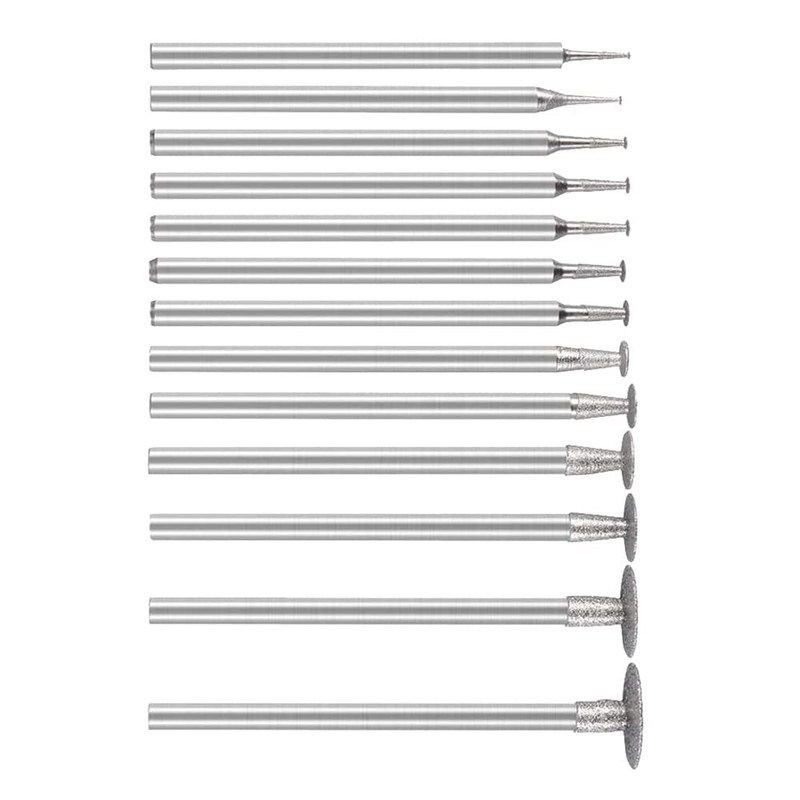 13pcs 2.35mm Shank T Shape Head Diamond Grinding Drill Bits
