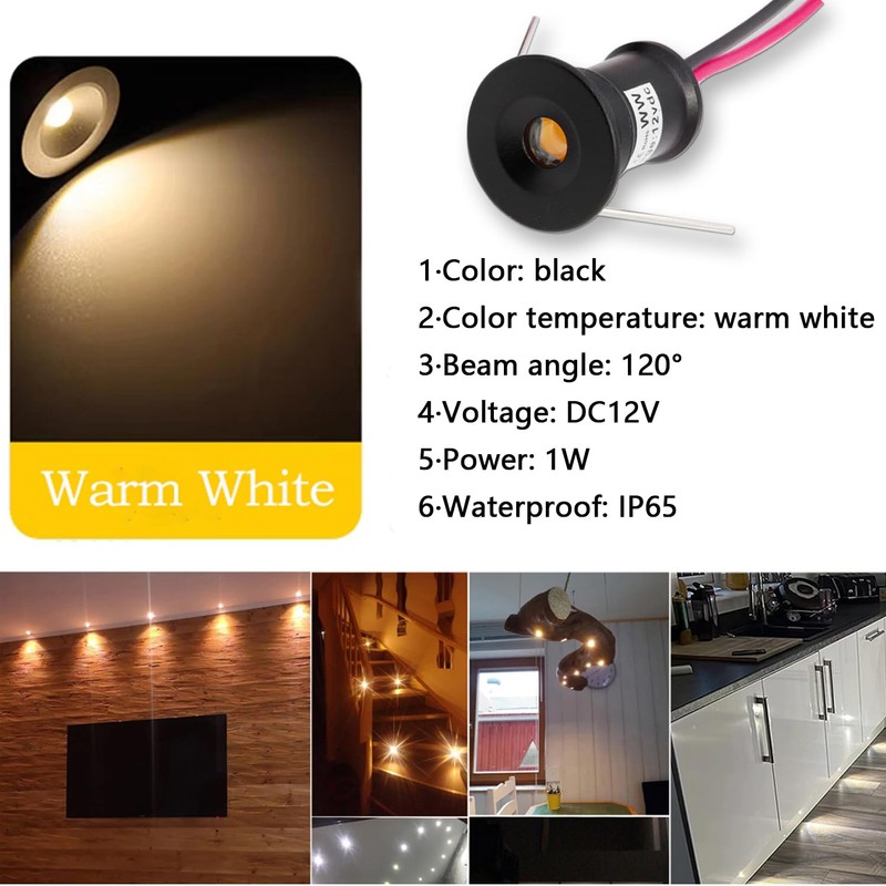 Mini LED Headlight, 9 Pieces, 12 V, 1 W Recessed