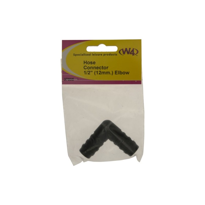 W4 Elbow Hose Connector - Black, 1/2 Inch