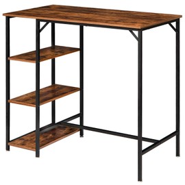 IBUYKE 40”H Bar Table with 3 Storage Shelves, High Dining Table for Kitchen, Rustic Brown Counter Table, Industrial Standing Computer Desk UTMJ054H