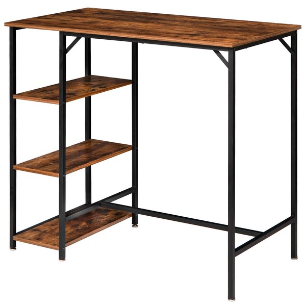 IBUYKE 40”H Bar Table with 3 Storage Shelves, High Dining