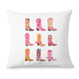 KRHFG Western Cowgirl Room Decor Pillow Covers 18x18, Preppy Room Dorm Decor, Western Trendy Pink Cowgirl Boots Throw Pillow Covers for Girls Bedroom Home Drom Apartment, Double-Sided