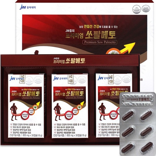 Joongwae Pharmaceutical Premium Saw Palmetto 600mg x 90 capsules x 4 boxes / 중외제약 프리미엄 쏘팔메토 600mg x 90캡슐 X 4박스
