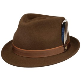Stetson Hulbert Trilby Wool Hat Wool Felt Hat Wool Trilby Men with Grosgrain Ribbon Autumn Winter Autumn Winter, brown, L