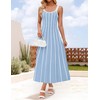 ZESICA Womens 2025 Summer Sleeveless Striped Midi Dresses Casual A