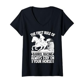 Womens Rodeo Horse Riding First Rule Stay On Your Horse Cowboy V-Neck T-Shirt