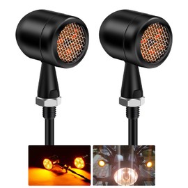 Ygmylandbb Motorcycle Turn Signal Light, LED Motorcycle Turn Signal Light, Direction Indicator, Signal Light, Steering Lamp, Mesh Cover, Cylindrical Type, M10 Metal, Waterproof, Dustproof, Energy