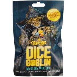 Forged Dice Co. Juego de dados Goblin Mystery de 7 - Resina o Plástico - con moneda de clase RPG de metal misterioso