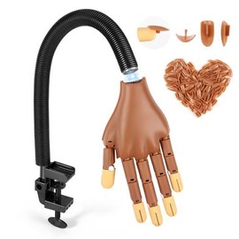 Magnetic Practice Hand For Nails: Flexible Manicure With Strengthen Tips - Mannequin Kit Beginners:_Brown-100 Nail Tips