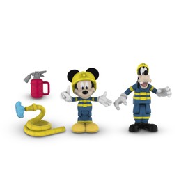 Mickey, 2 Figures with Joints, 7.5 cm, with Accessories, Fire Brigade Toy for Children from 3 Years, McC044