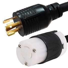 NEMA L6-30P to L6-15R Plug Adapter - 6 Foot, 15A/250V, 14 AWG - Iron Box # IBX-6004-06 (6 ft)