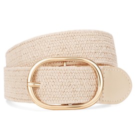 SUOSDEY Straw Woven Elastic Belt, Stretch Wide Waist Belts for Dresses Braided Boho Belt for Women with Buckle