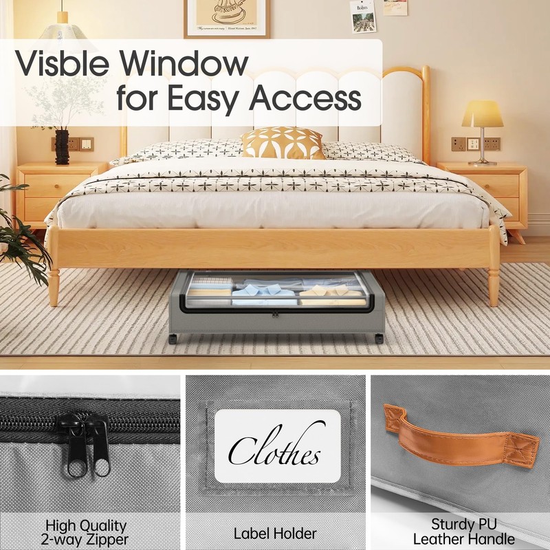 Yecaye Under Bed Storage with Wheels, 2 Pack Under Bed