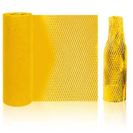 Honeycomb Packing Paper, Kraft Bubble Wrap for Shipping & Moving, Recyclable Cushioning Wrap, Sustainable Packing Material, Protective Packaging for Fragile Items,11.5" x 164' Roll (Yellow)