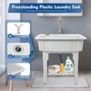 BEACCOSS Plastic Freestanding Laundry Tub Sink with Washboard, Faucet &