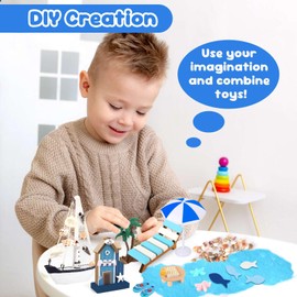 Pack of 26 Beach Micro Landscape Mini Lounger Chair, Beach Chair, Parasol, Small Palm Tree Decorative Accessories, House by the Sea, Miniature Ornament Set for DIY, Beach Decoration, Miniature Set for