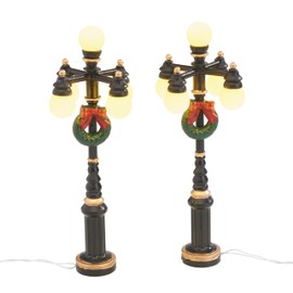 VBS Miniature Street Light X-Mas Set of 2 Illuminated Warm White Plastic with Switch Winter Decoration Christmas Village Model Making