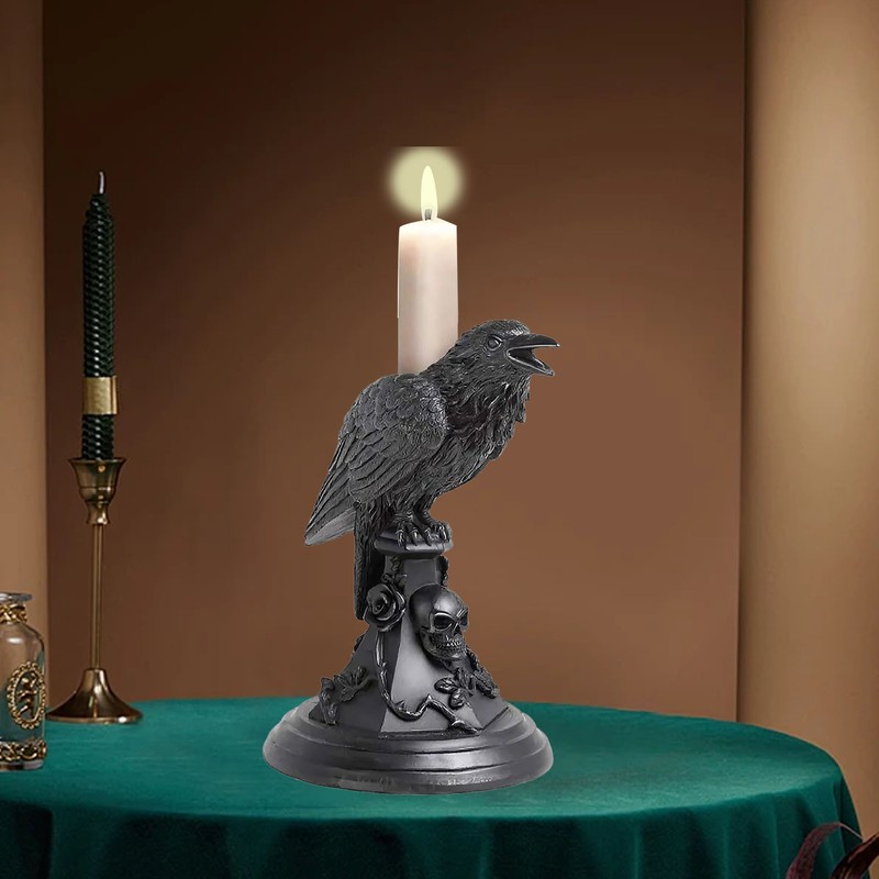 Gothic Candle Holder Resin Figurine Candlestick Stand Home Decor Accessory
