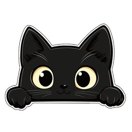 Black Cat Decor Sticker - Cute PVC Sticker for Car Motorcycle Laptop - Scratch Resistant & Weatherproof - Elegant Cat Decoration for Smooth Surfaces