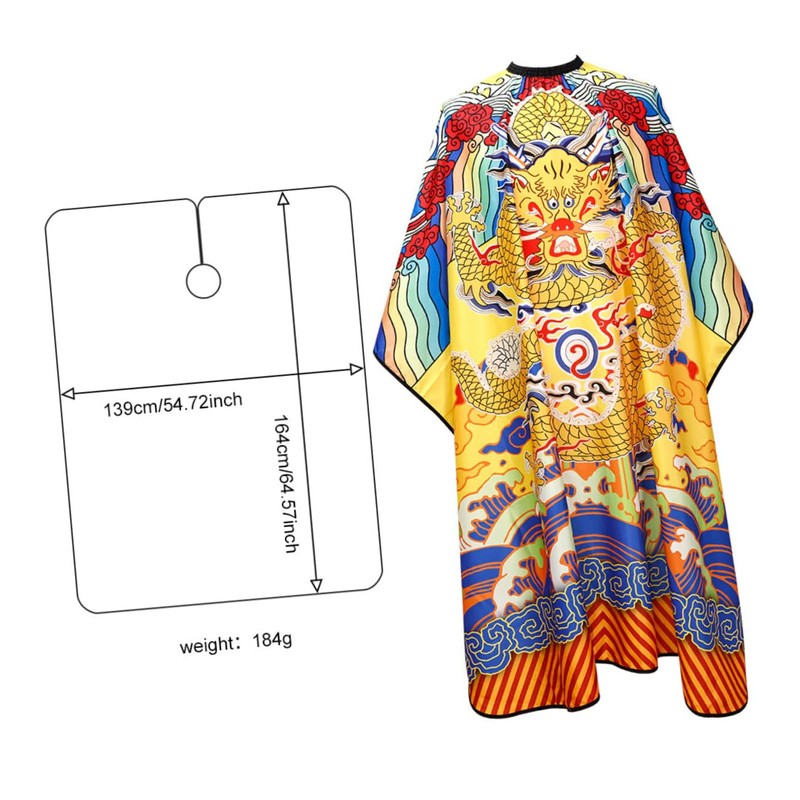 WOONEKY Chinese Dragon Pattern Hair Cutting Cape Large Barber Cape