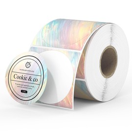 MUNBYN 2 Inch Round Shell Texture Thermal Labels, Waterproof Circle Stickers for Small Business, 500 Labels/Roll (Colorful)