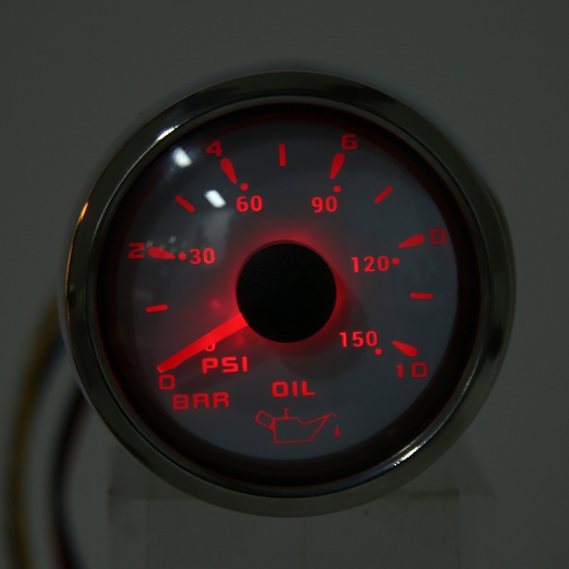 Oil Pressure Gauge Pointer 52mm/2.0in 10‑184Ω Colourful Backlight Adjustable Universal