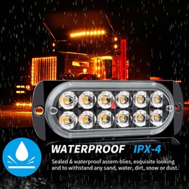 6X LED Amber Strobe Lights Vehicle Emergency Strobe Lights for Trucks LED Flashing Car Lights Windshield Lights Bars Hazard Shiny Mount Strobe Lights with Pads Screws for Off Road Car (6 Pieces)